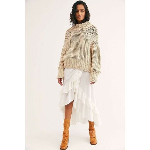 NEW FREE PEOPLE Sz S CELINE’S RUFFLE WRAP SKIRT - Picture 1 of 3